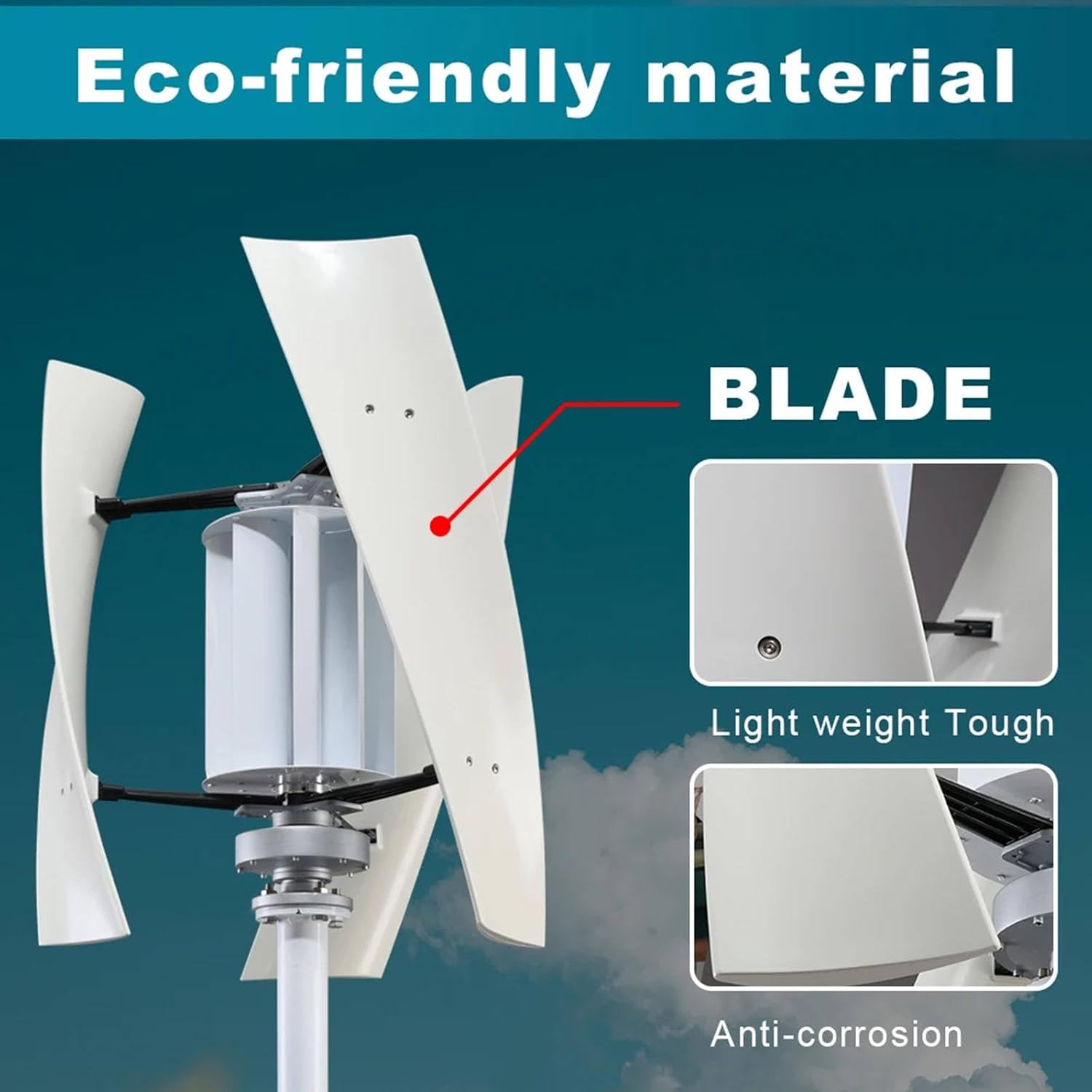 12V/24V/48V Magnetic Levitation Wind Turbine Generator - 3-Color Vertical Axis, MPPT Controller, 3KW Inverter for Home & Street Power Solutions