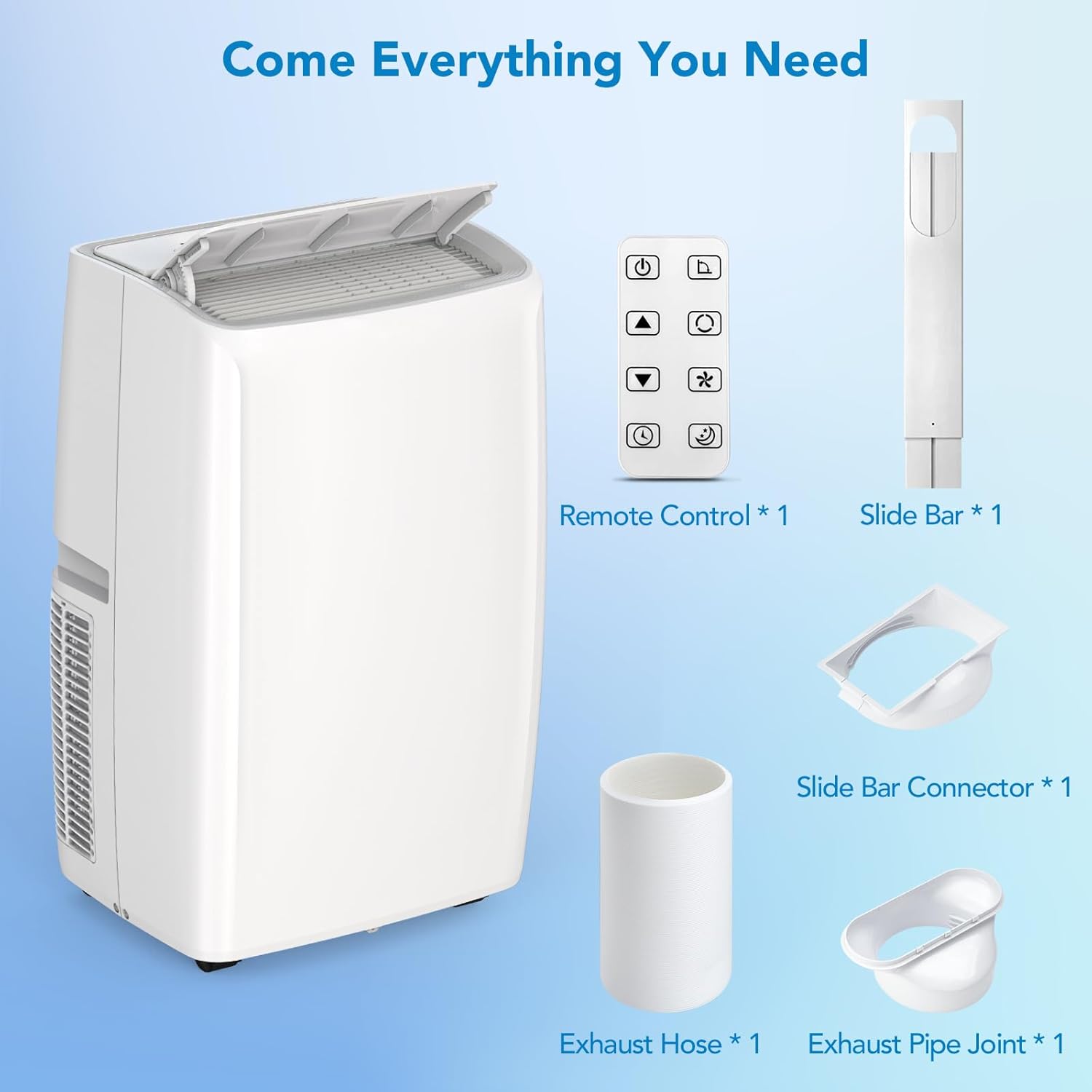 Portable Air Conditioners, 14000 BTU Air Conditioner for 750 Sq. Ft, Dehumidifying & Fan, Quiet Operation and Easy Mobility, Remote Control for Home & Office, White