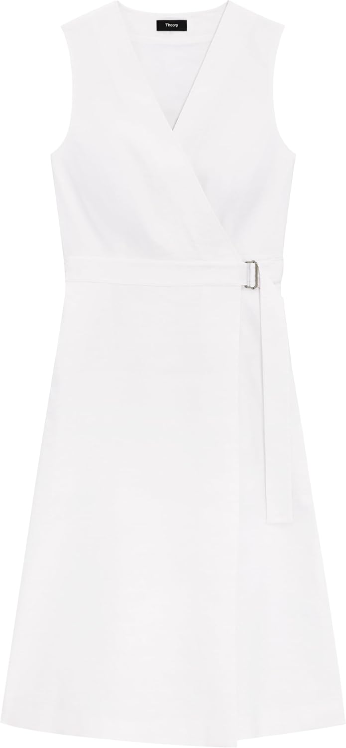 Theory Women's Linen Wrap Midi Dress