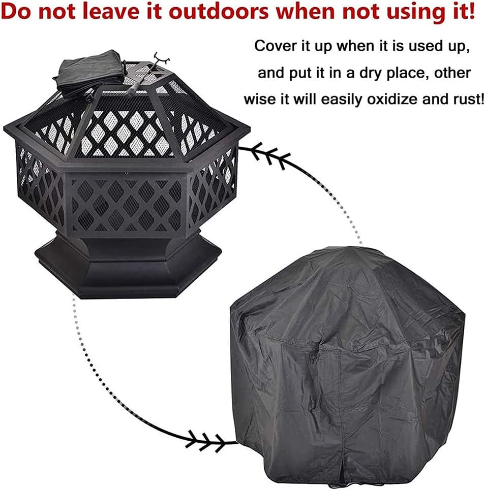 Wood Burning Bonfire Firebowl,22 Inch Hex-Shaped with Mesh Screen Firepits