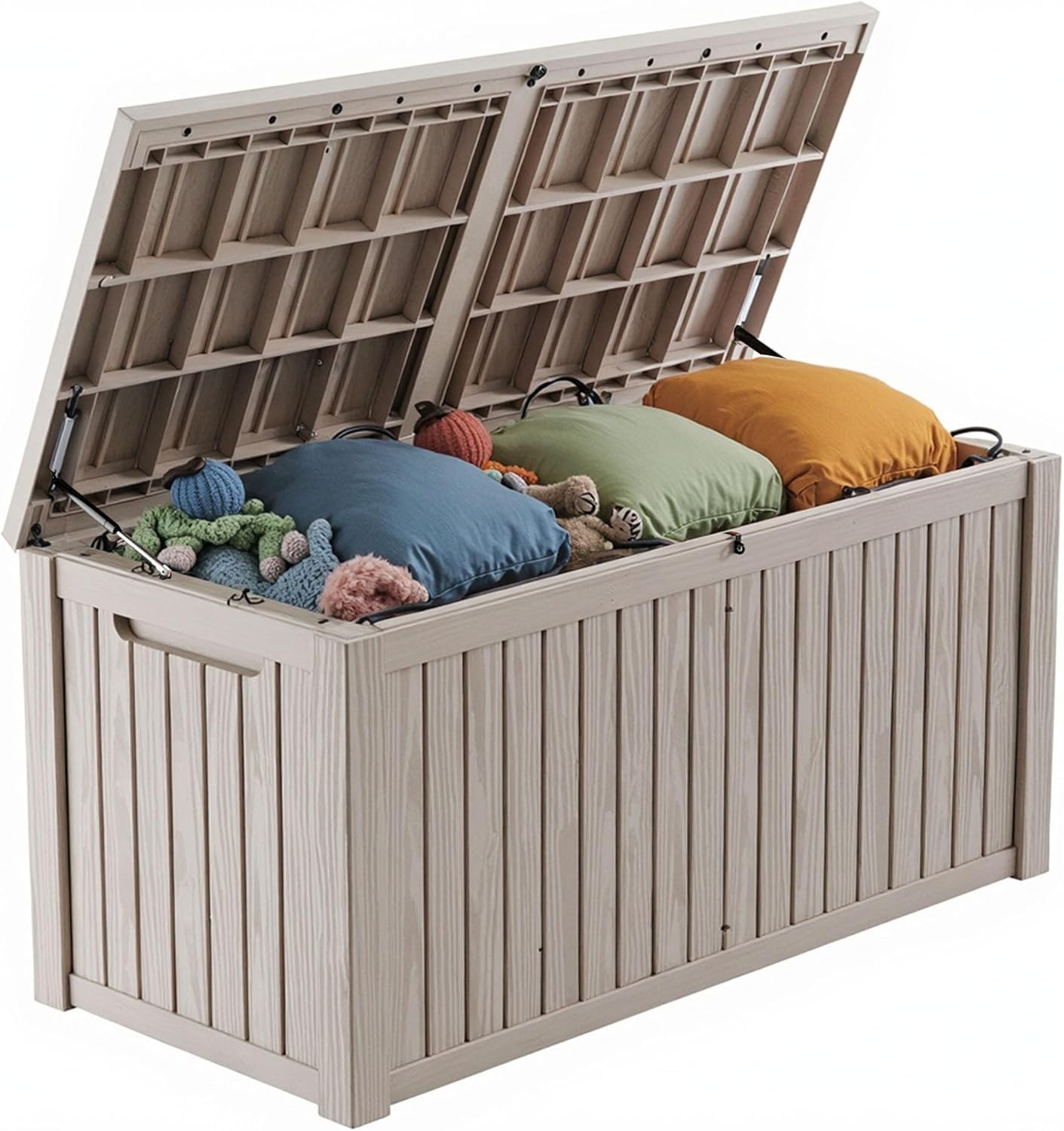 Zapdos Outdoor Storage Box, 180 Gallon Resin Deck Box Resin Patio Storage Box Bin for Furniture Cushions Garden Tools, Waterproof Lockable Waterproof Outside Storage Boxes, Grey