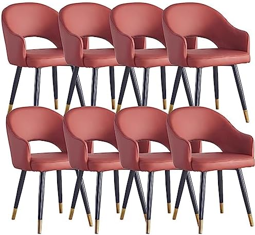 AYARNA Modern Accent Dining Chairs Set of 8 Wear Resistant Leather Kitchen Arm Chairs Carbon Steel Legs Office Lounge Chair(Red)