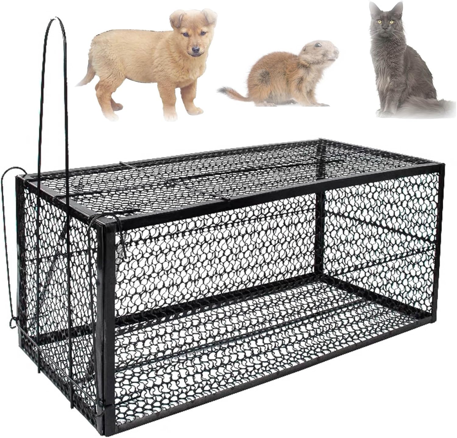 23 Inch Cat Trap for Stray Cats Humane, Outdoor Large Live Animal Traps for Feral Cats, Puppies, Raccoons, Squirrels, Rabbits
