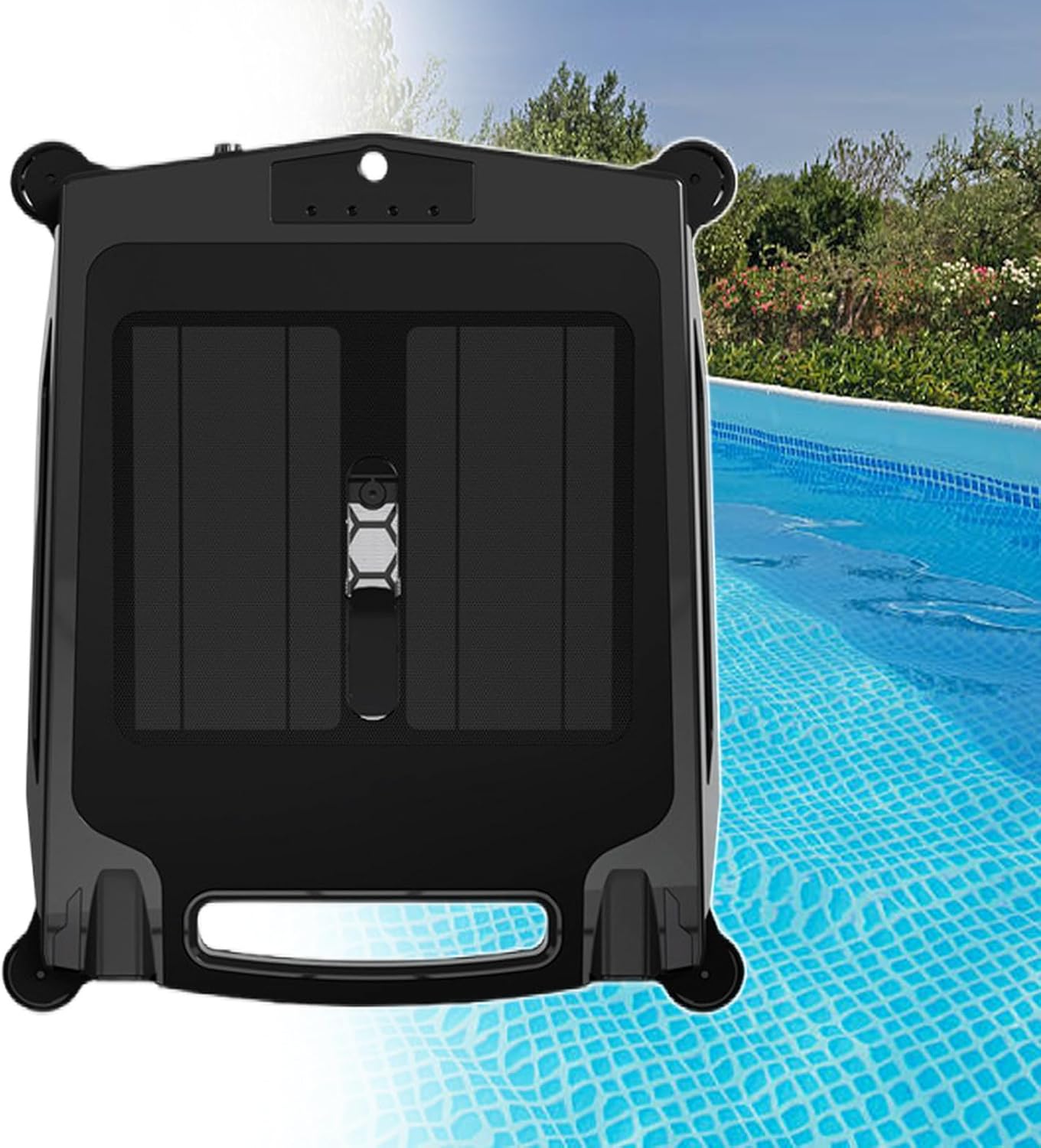 Portable Pool Skimmer Cleaner, Automatic Pool Vacuum Robot, 2500 mAh Rechargeable Battery for Max Cleaning Area of 80 M², with Dual Charging Options + Path Optimization + 2 Speed