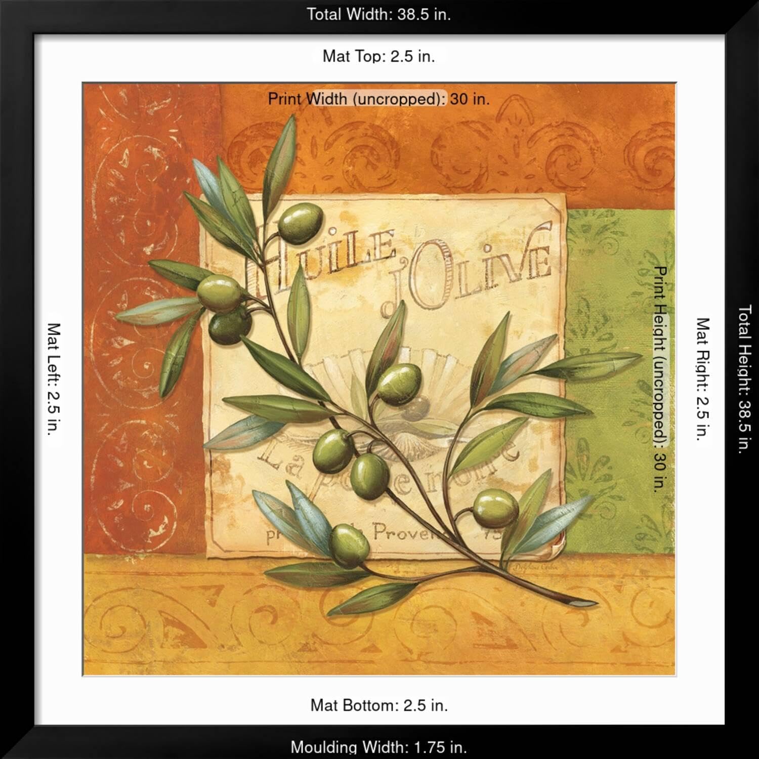 ART.COM Wall Art Print Olives du Midi I on Black Frame by Delphine Corbin, 38