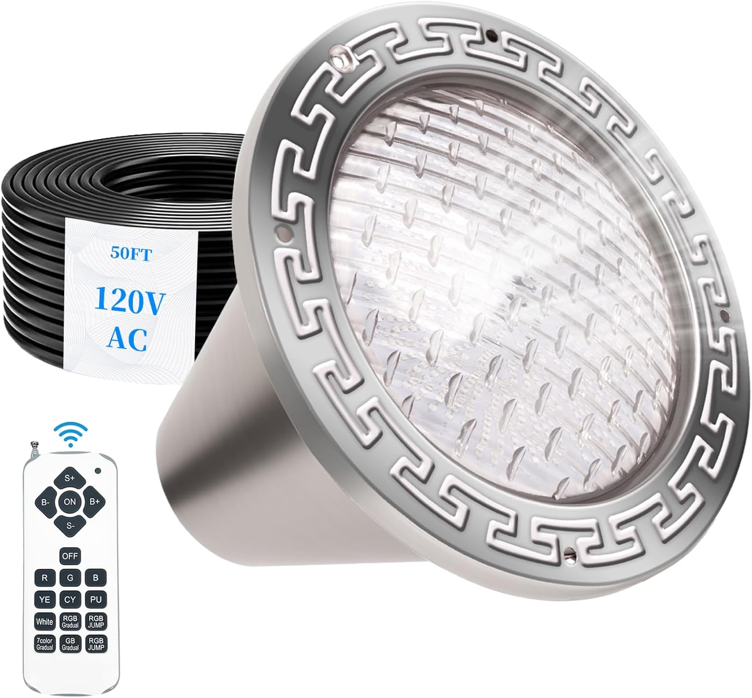 120V 10 Inch Pool Light for Inground Pools, IP68 Waterproof Pool LED Lights with Remote Control, 50ft Cord - Direct Replacement for Pentair Amerlite & Hayward AstroLite, Fit for 10