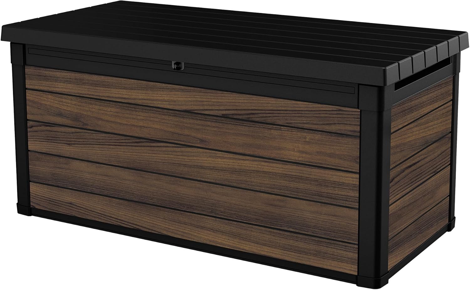 Keter Signature Collection 150 Gallon Resin Deck Box Organization and Storage for Patio Outdoor Cushions, Throw Pillows, Garden Tools and Pool Supplies, Rosewood