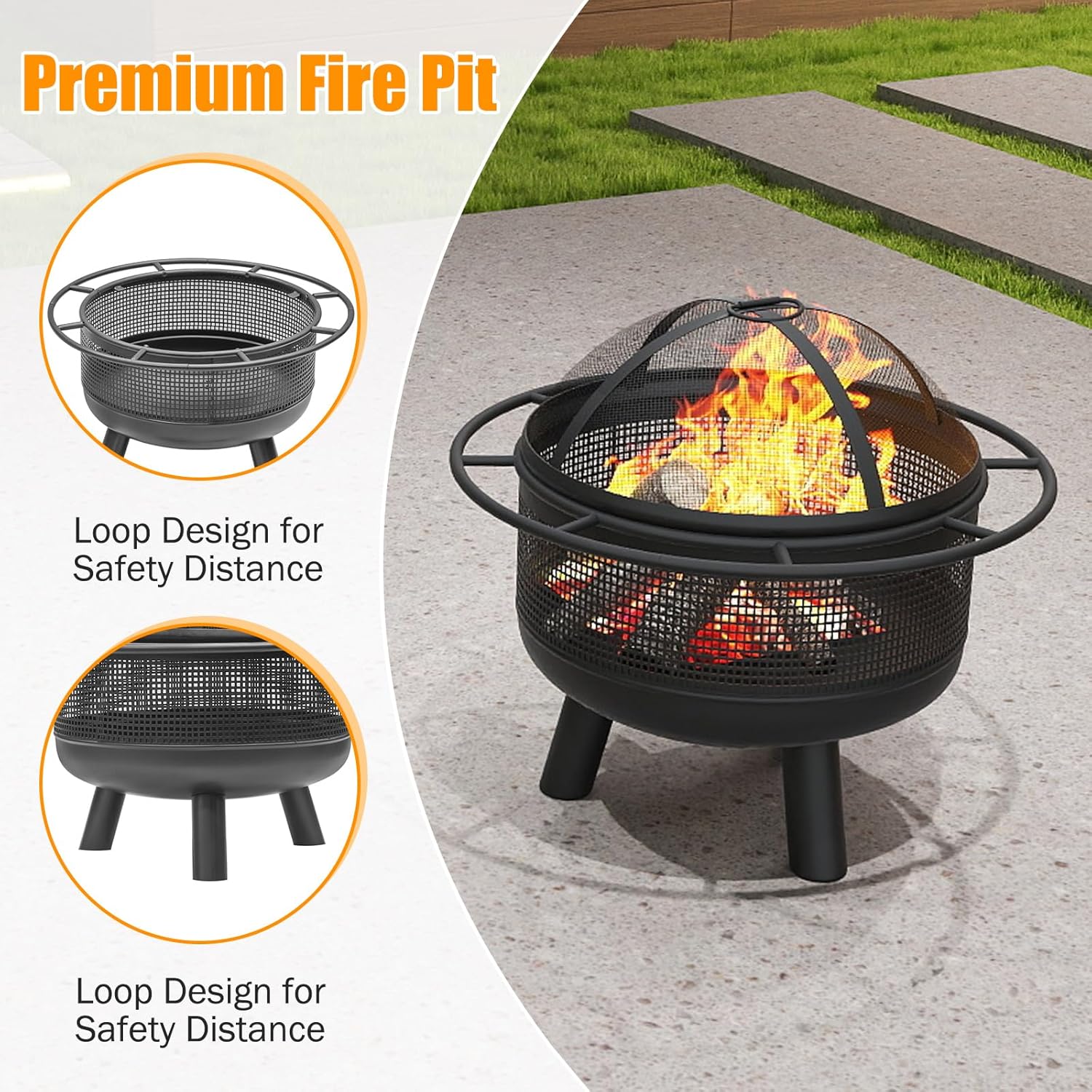 Happygrill Fire Pit Outdoor, 24