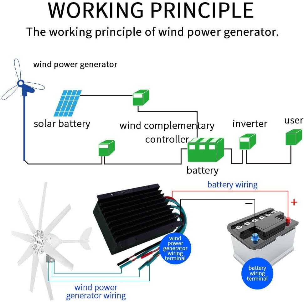 8000W DC 12V-220 V Wind Turbines Generator 8 Blades Powerful Windmill with Power Charge Controller