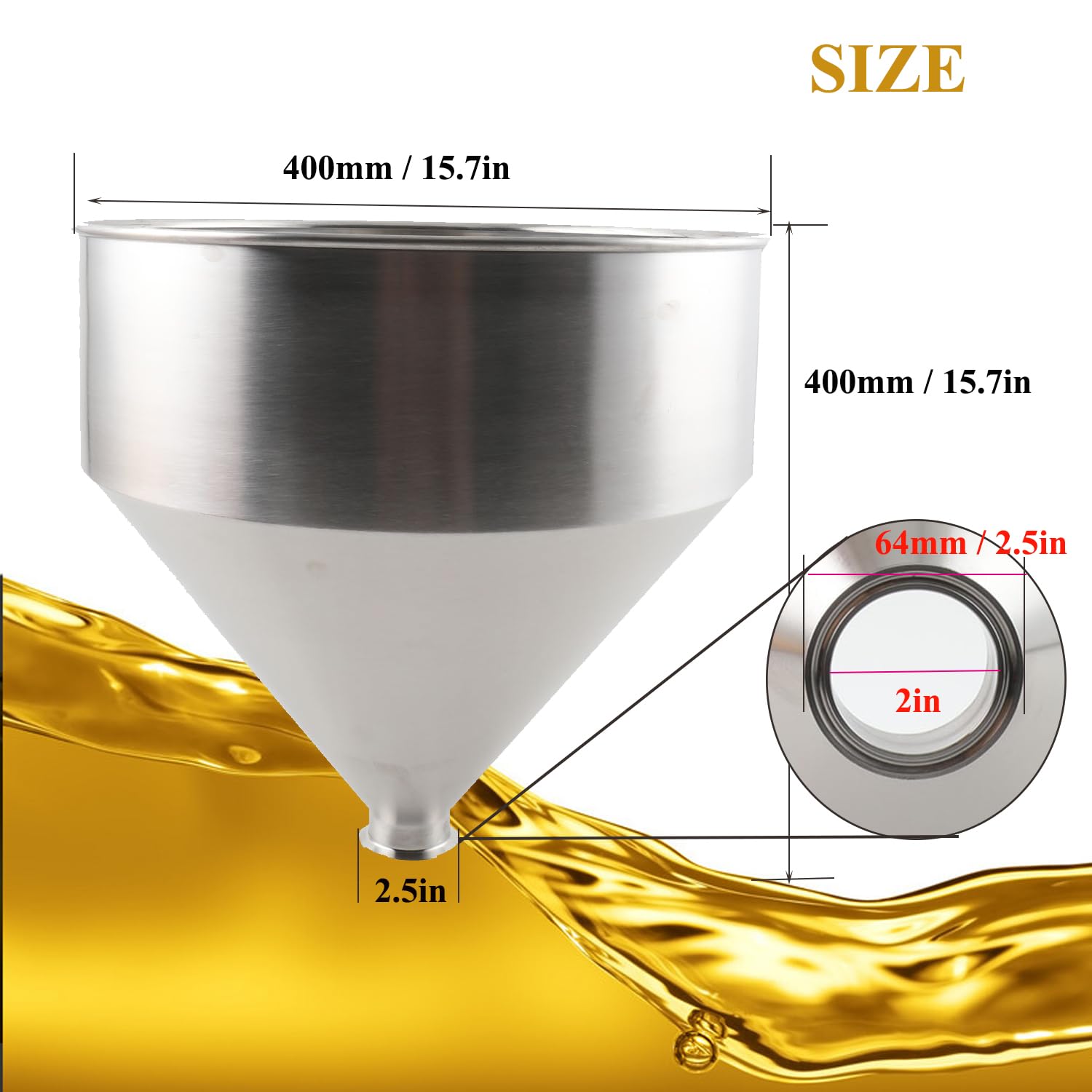 Stainless Steel Hopper, 30L Volume Liquid Paste Funnel for Container Filling Machine