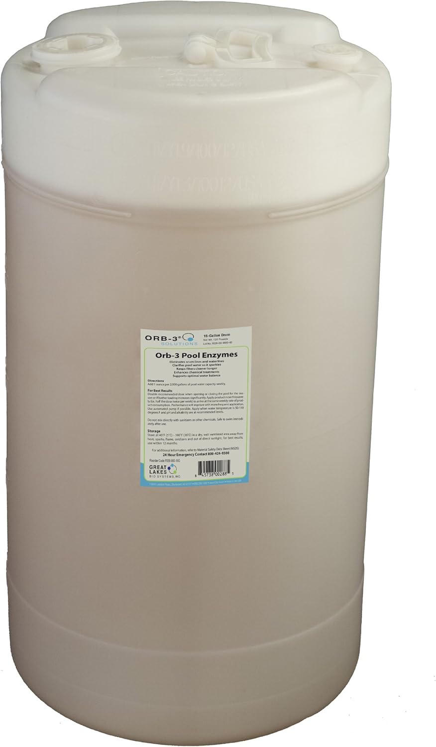 Orb-3 F839-000-15G Pool Enzymes for Maintenance, 15-Gallon Drum