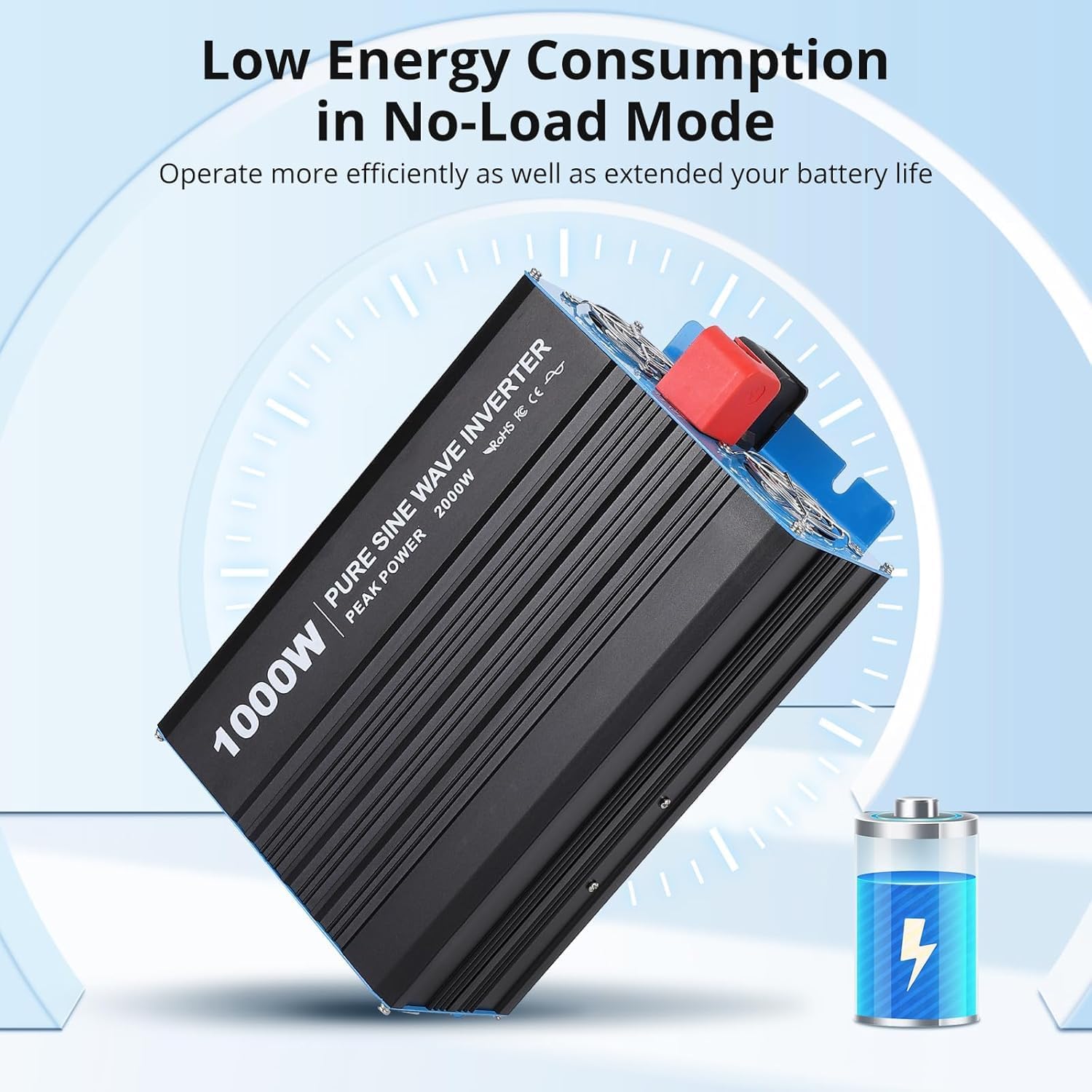 1000W Pure Sine Wave Inverter,1 USB Port 5v/2.1a,LCD Display&Remote Controller for Home, RV, Truck