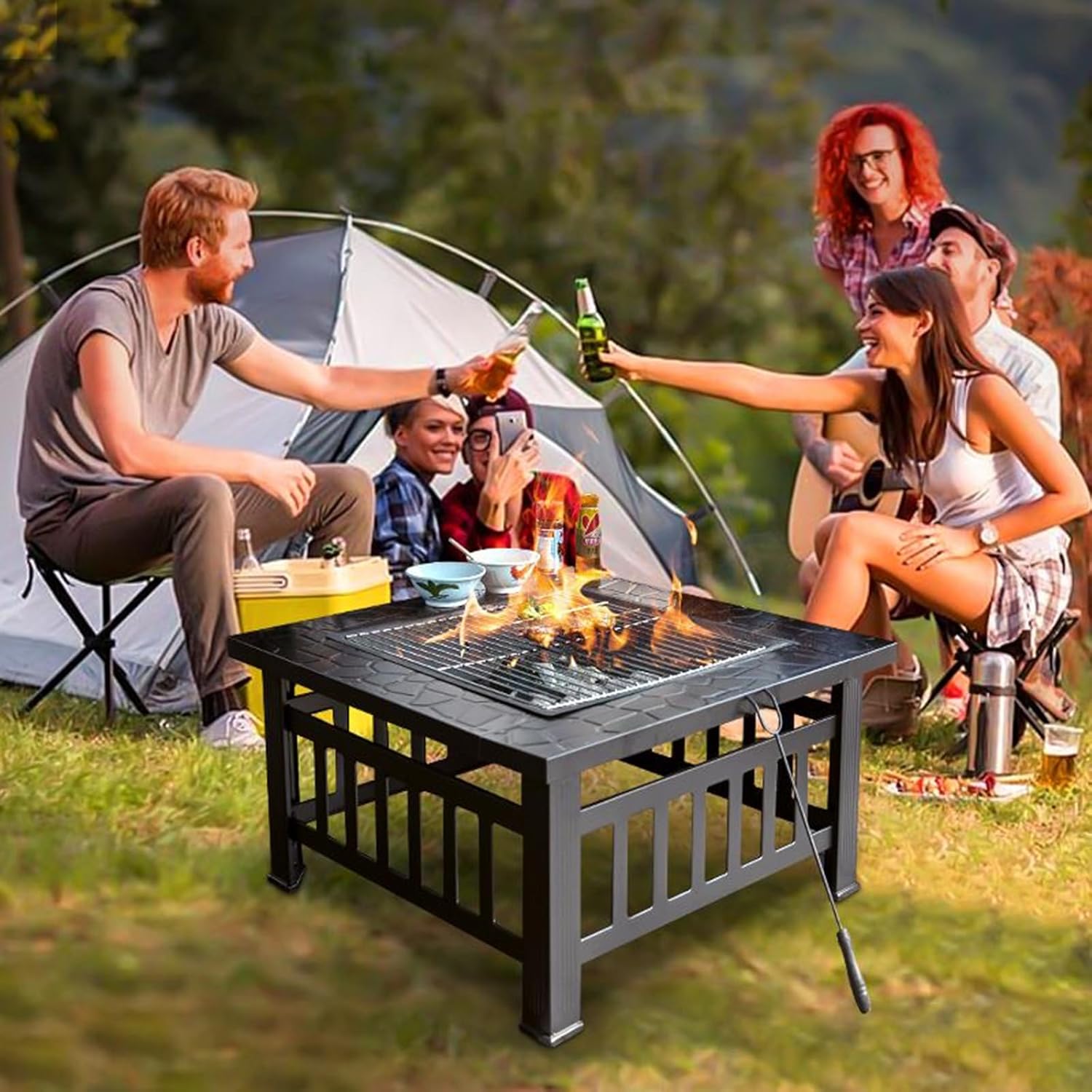 Outdoor Fireplaces Fire Pits Outdoor Heaters Barbecue Grill Charcoal BBQ Tool Pit Square Courtyard Camping Table Family Gathering Fire Pits