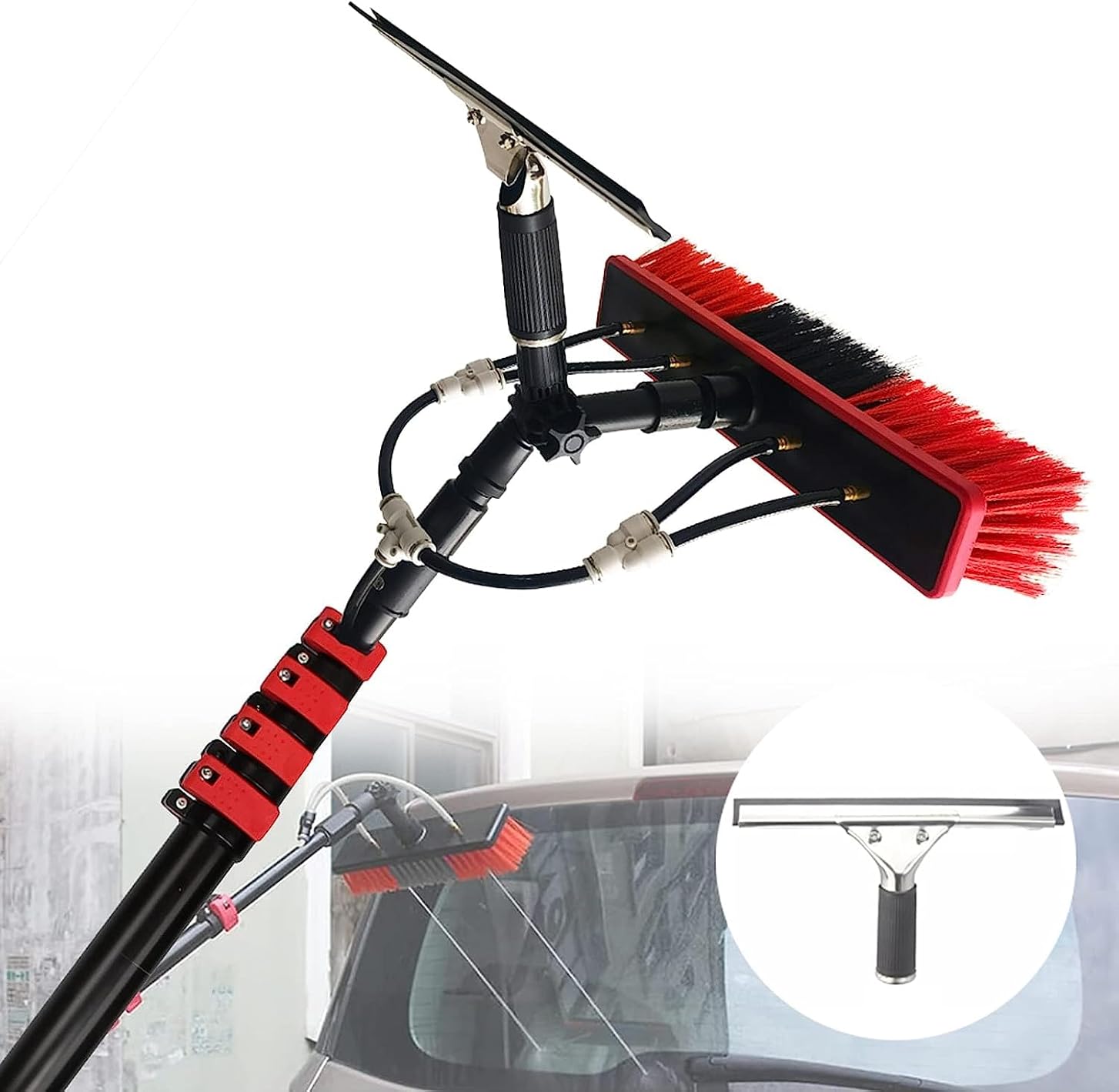 3.6-11M Window Cleaning Pole, Water Fed Telescopic Brush Telescopic Water Fed Pole Brush Outdoor Window Cleaner Glass Solar Panel Cleaning Brush and Pole System,Cleaning Photovoltaic (30FT/9M)