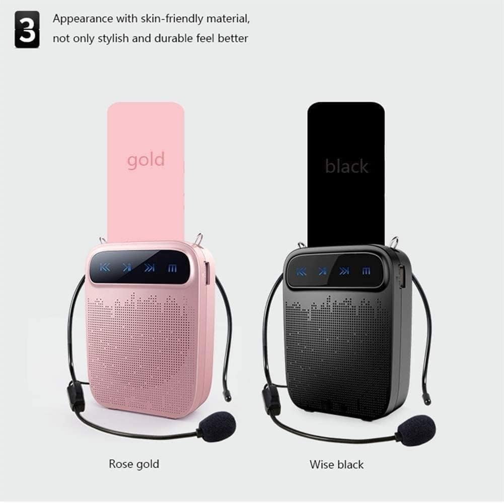 Portable Rechargeable Voice Amplifier with Wired Microphone Headset & Waistband, Personal Microphone and Speaker for Teachers, Tour Guides, Coaches, Training (Color : Pink)