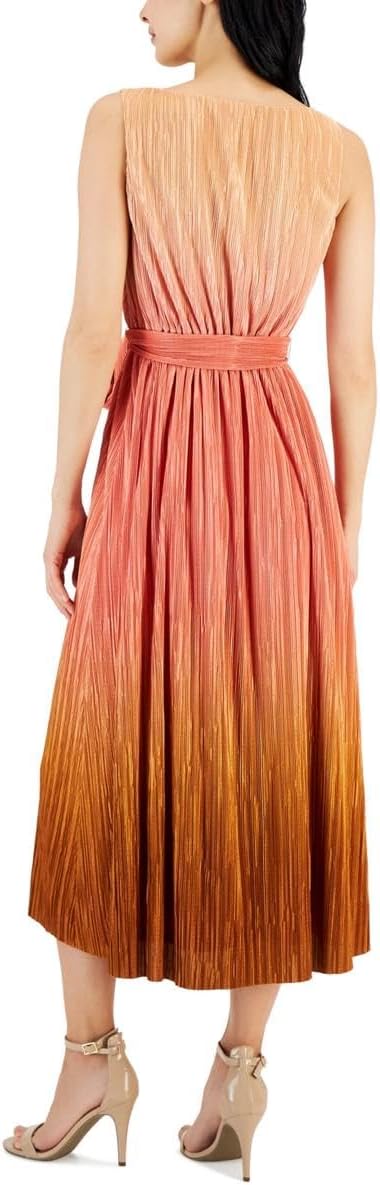 Anne Klein Women's Boatneck Pleated Midi Dress