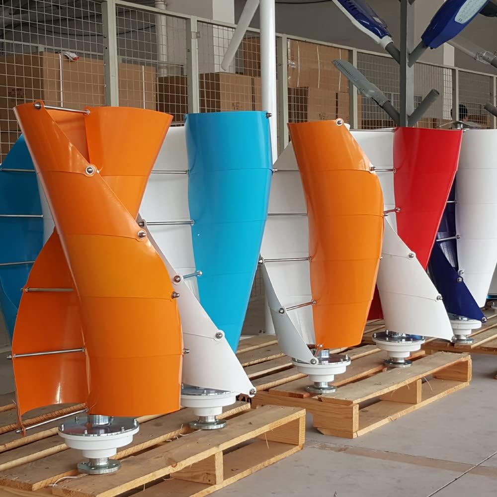 Wind Turbine, Wind Mill Energy Vertical Wind Turbine 3000W 24V 48V Maglev System Small for Hybrid Solar Wind System(Blue White_24V)