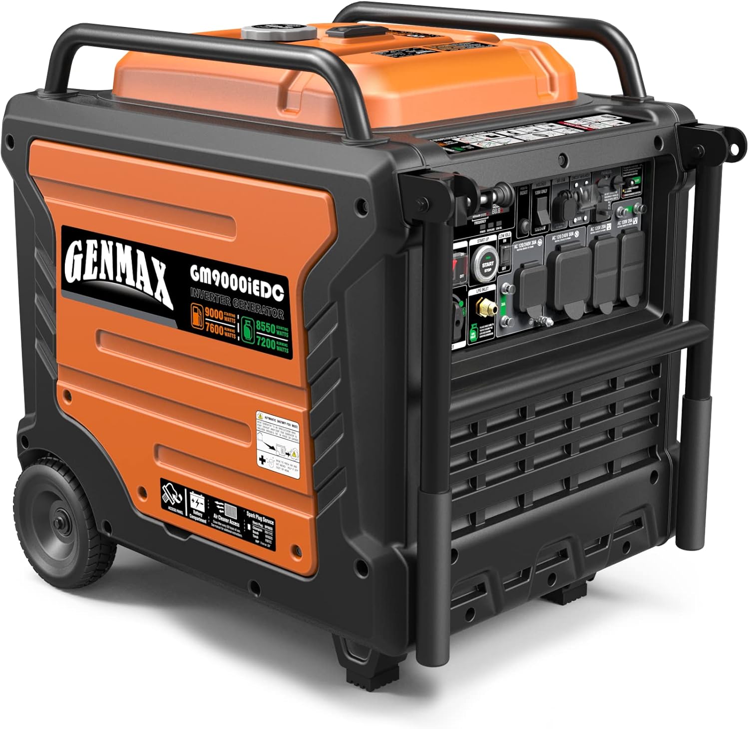 GENMAX Portable Generator, 9000W Super QuietDual Fuel Portable Engine with Parallel Capability, Remote/Electric Start, Ideal for Home backup power.EPA &CARB Compliant (GM9000iEDC)