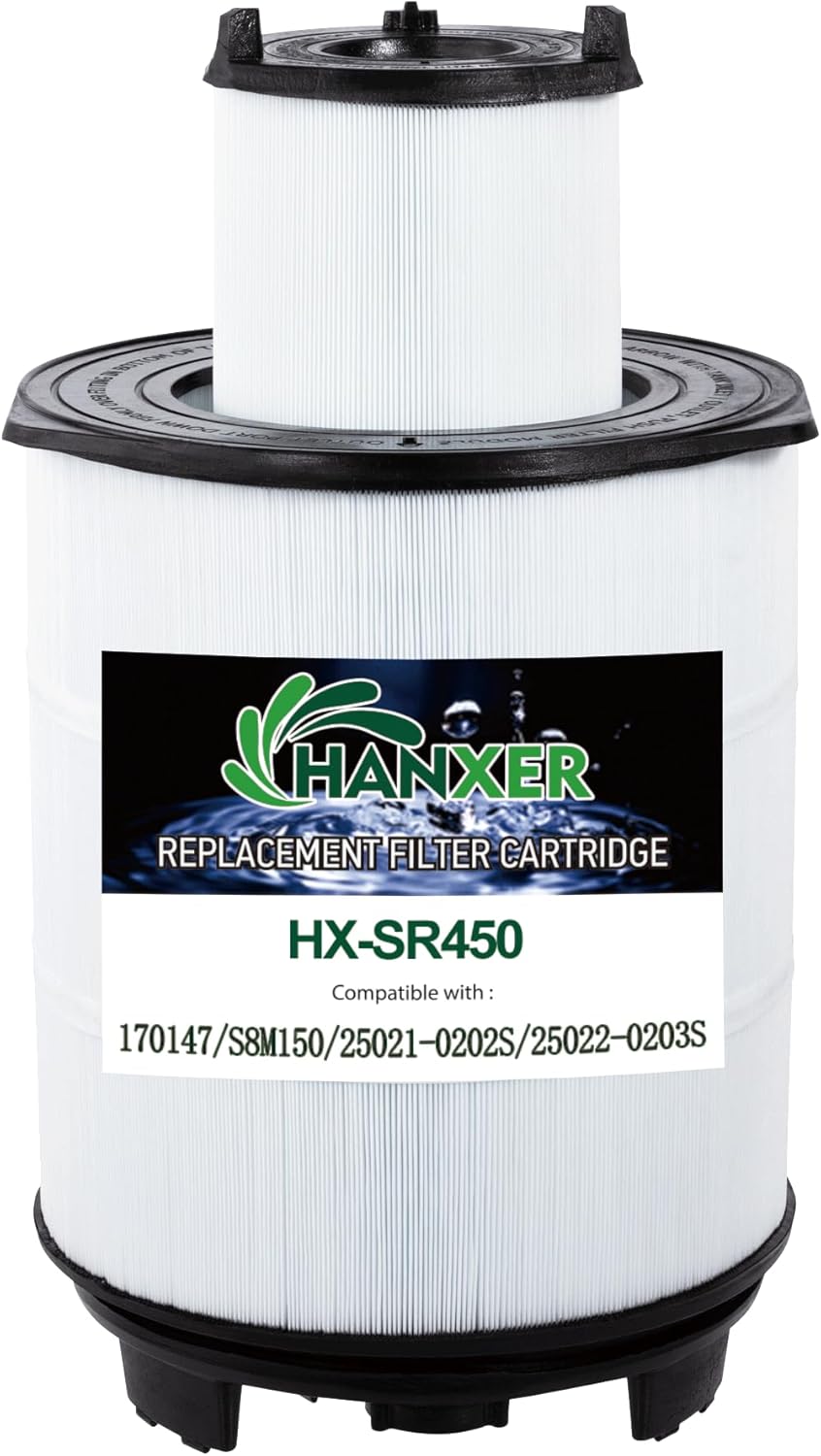 HANXER® S8M150 Pool Filter Cartridge Replaces for 170147, Sta-Rite System 3, 25022-0203S, 25021-0202S, SR450 Swimming Pool Filter Cartridge, 450 Sq.Ft. Filtration Area