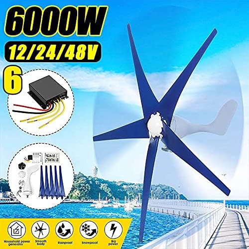 6000W Wind Turbines Generator 12V/24V/48V 3/5 Nylon Fiber Blade Horizontal Power Windmill Energy Turbines Charge Fit for Home