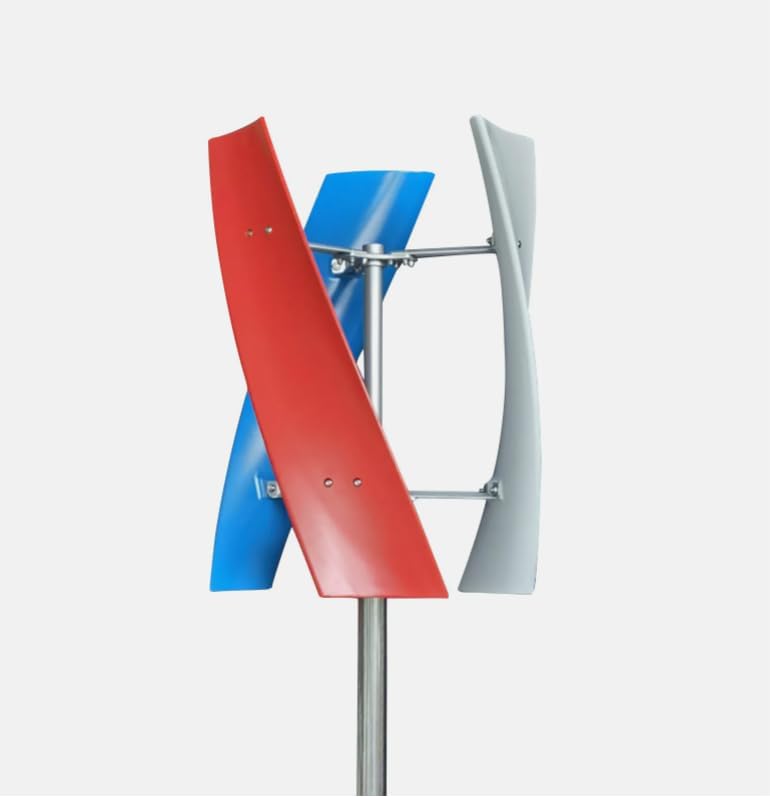3 Blades Wind Turbine, 400W 24V Helix Maglev Axis Vertical Wind Turbine Wind Generator and Controller for Hybrid Solar Wind System (3 Blades White, Red, Blue)