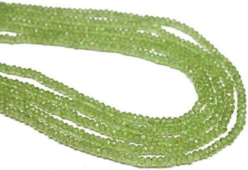 natural green peridot faceted rondelle micro gemstone craft loose beads strand 13