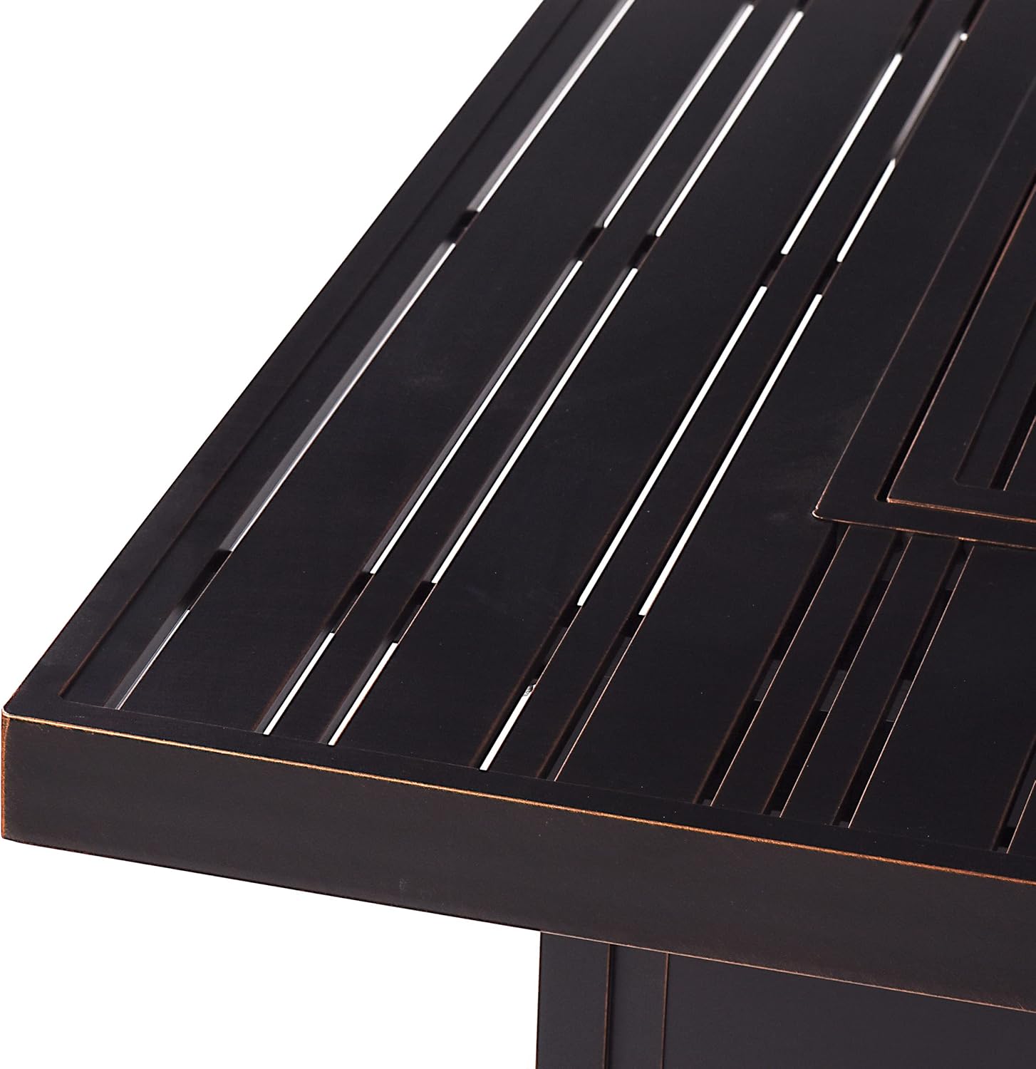 Square 42 in. x 42 in. Aluminum Propane Fire Pit Table with Glass Beads, Two Covers, Lid, 57,000 BTUs in Copper Finish