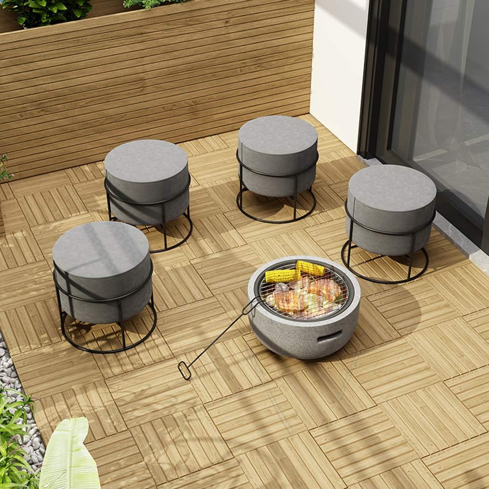 LDIW Fire Pit Garden Patio Firepit Brazier BBQ/Ice Pit with Waterproof Cover Outdoor 3 in 1 Multifunctional Fire Pits for Garden