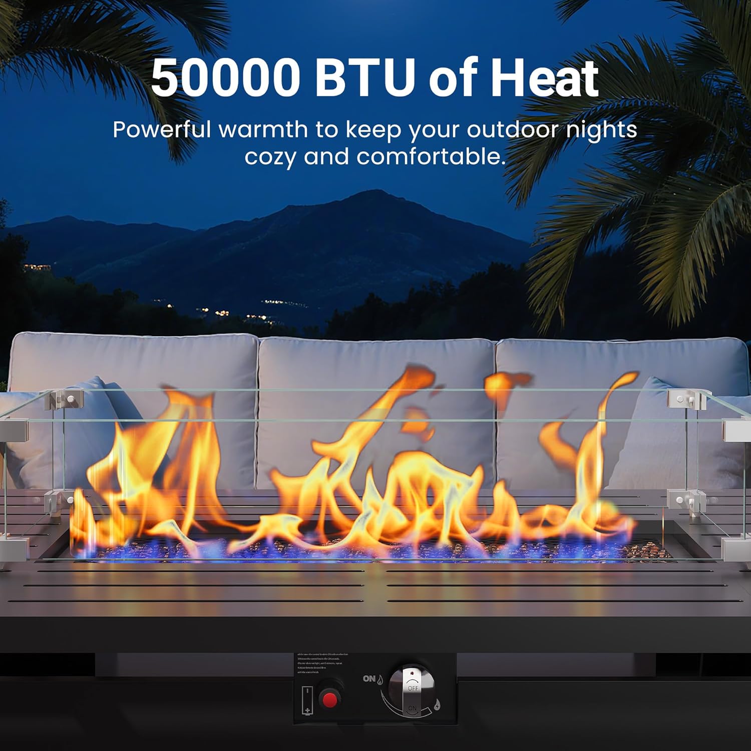 Wisteria Lane 43 Inch Propane Fire Pit Table, 50,000 BTU Gas Fire Pit for Outside, Outdoor Fire Pit with CSA Certification for Patio Deck Backyard Balcony Garden