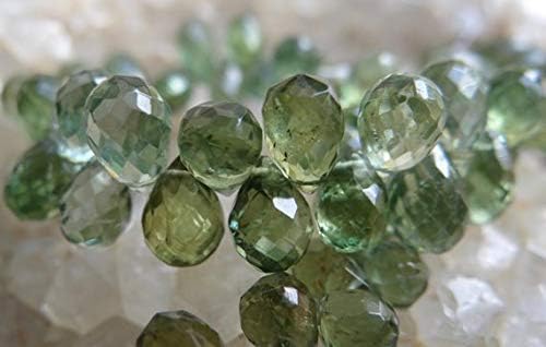 green apple apatite | 3d pear teardrop briolettes | 6.5-10x4.5-6mm | sold in pairs & sets of 6 briolettes