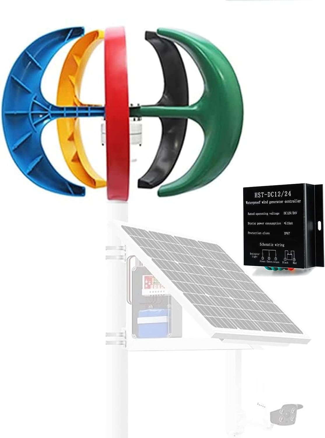 CHRISK 6000W Wind Turbine Generator, 5 Blades Wind Turbine Lanterns Generator Vertical Axis Wind Power, 3 Phase Permanent Magnet Generator