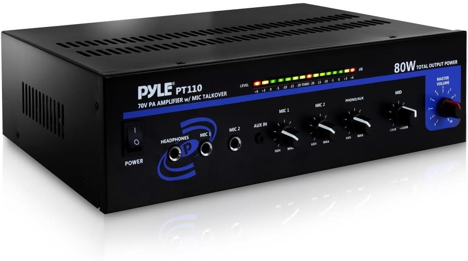 Pyle Home Compact Public Address Mono Amplifier - Professional 50W Mini Home Power Audio Sound PA Speaker Receiver System w/RCA, PT110 & Home Desktop Gooseneck Wired Microphone System -PDMIKC5 Black