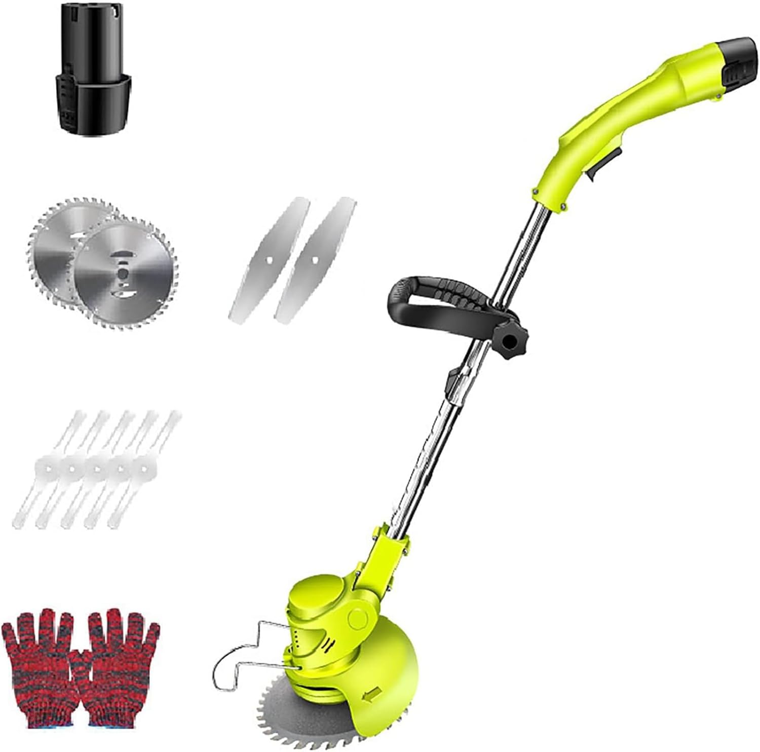 Cordless Lawn Mower, 48V/21000mA Battery Rechargeable Weeder Adjustable Telescopic Pole 3 Blades Walk-Behind Lawn Mower Garden Lawn Mowing Tool