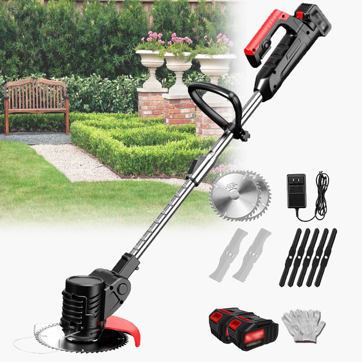 ELD Electric Lawn Mower Portable Lawn Mowing Tool for Agriculture Household Cordless Weeder Garden Mowing Tool Lawn Brusher,24V/4.0Ah