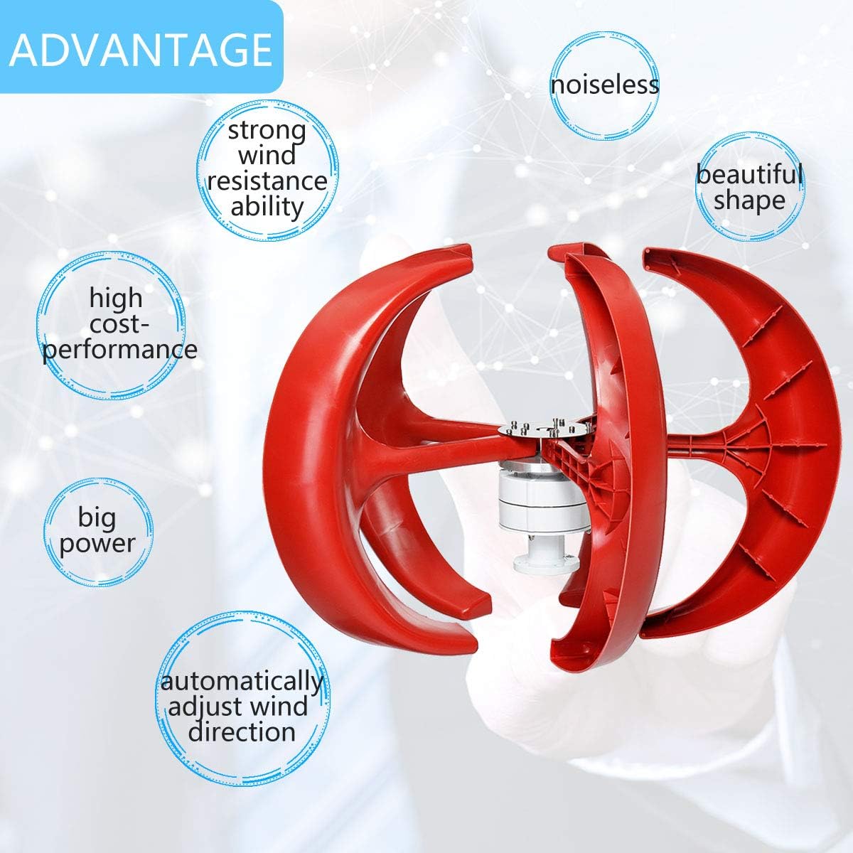 SISHUINIANHUA 5500W 12V 24V 5 Blades Vertical Axi Wind Turbines Generator Lantern Motor Kit Electromagnetic for Home Streetlight Use,24v