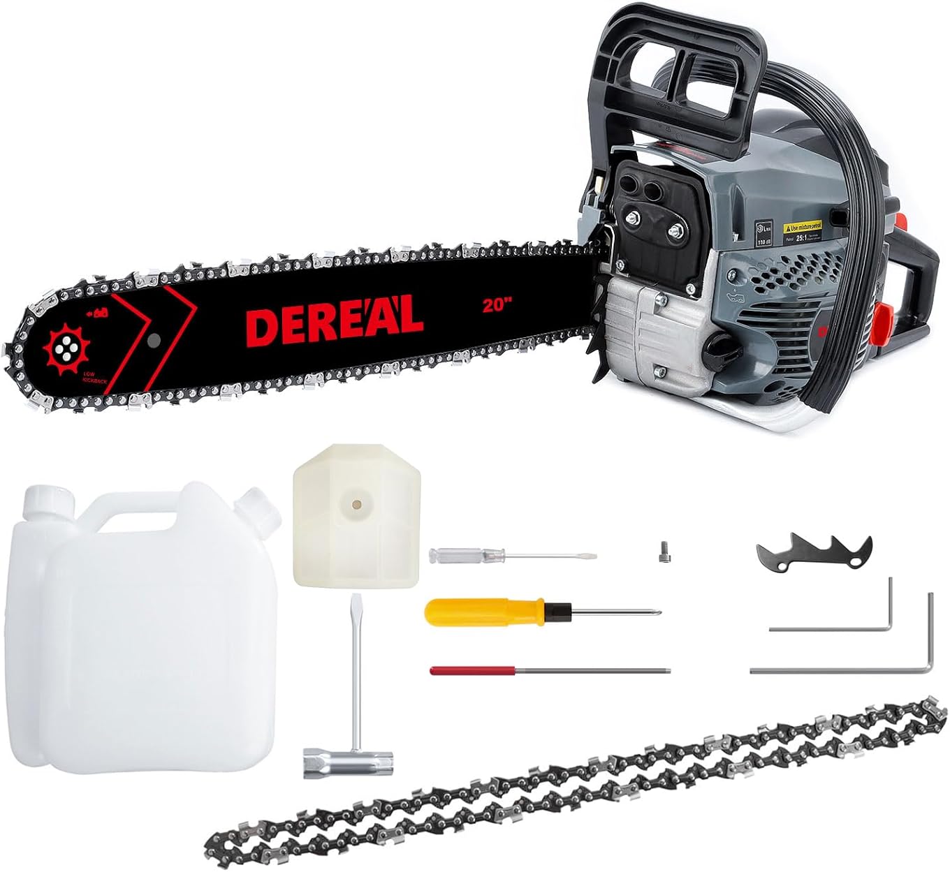 Gas Chainsaws 62CC 20 Inch Chains*2+Air Filter Petrol Handheld Cordless Chainsaw 3.4HP 2 Stroke Engine Gas Powered Chainsaw for Cutting Wood Outdoor Garden Farm Home