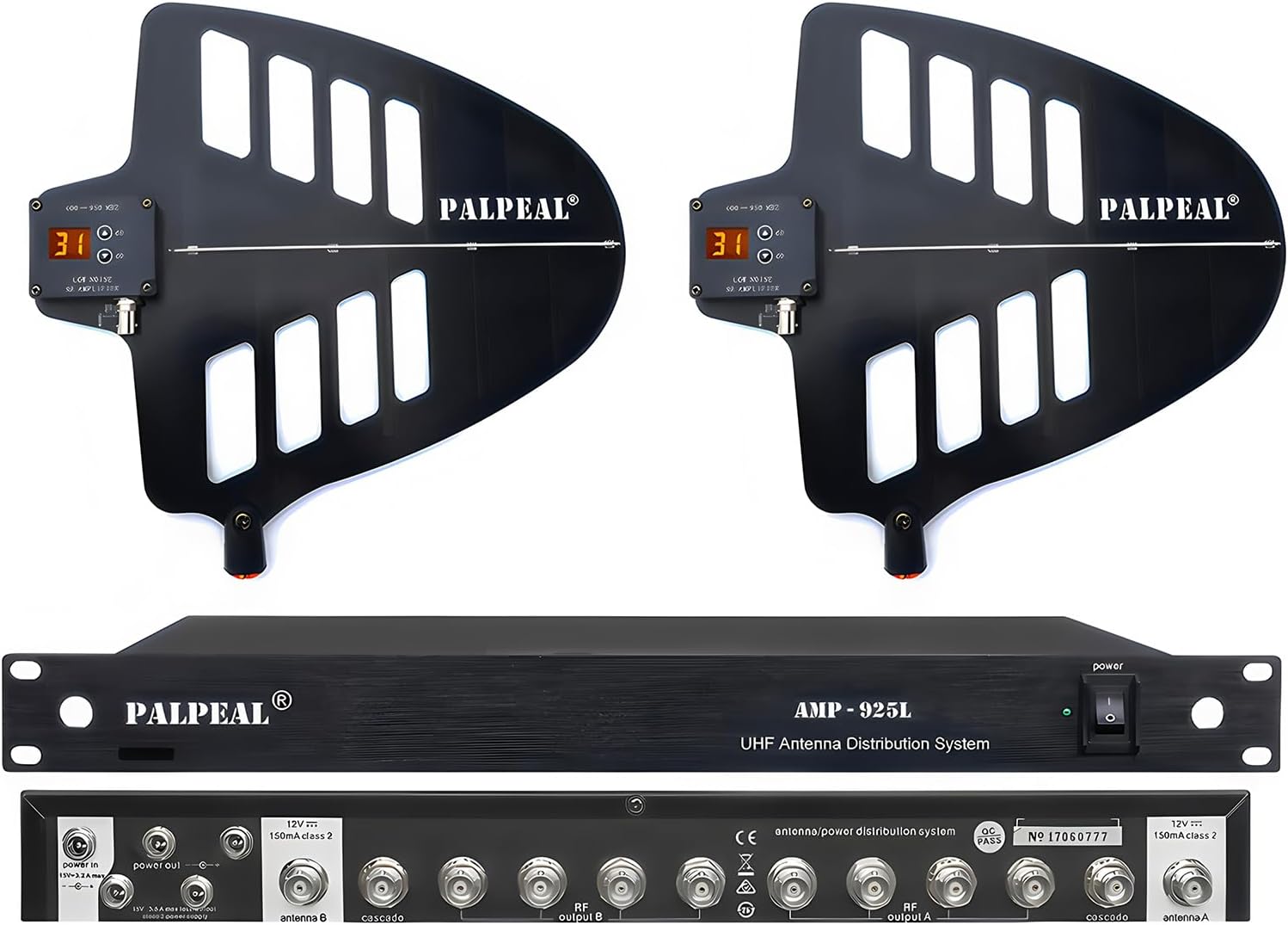 AMP-925L 10 Channels UHF Wireless Antenna Distribution System,8 Outputs +2 Cascade Ports,Wireless Microphone Antenna Amplifier/Signal Amplifier,Active Directional Antenna Paddle