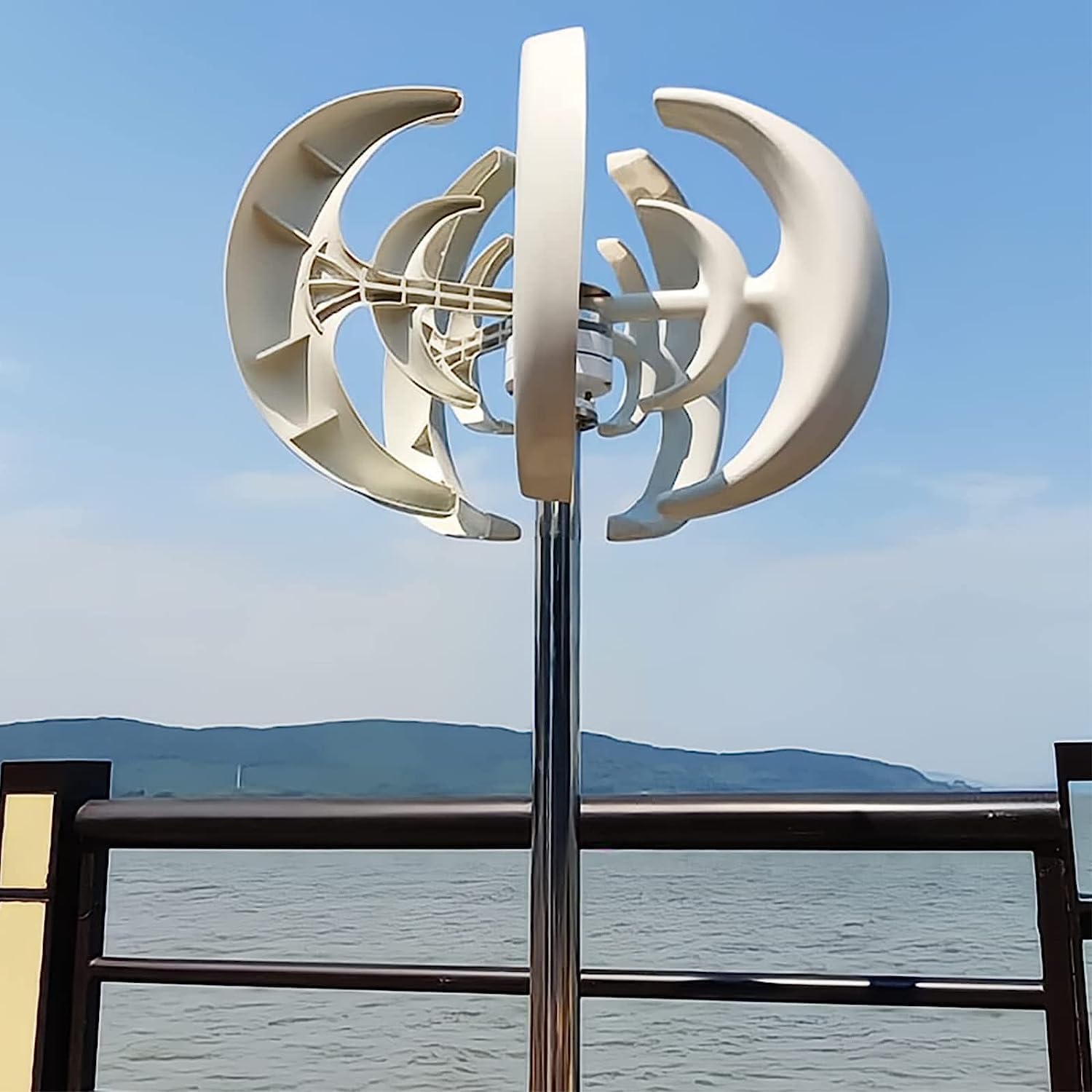 CAJUCA 4000W Wind Turbine Generator Kit,Lantern Shape Vertical Flat Axis Wind Turbine with Solar Complementary Controller, Windmill Generator