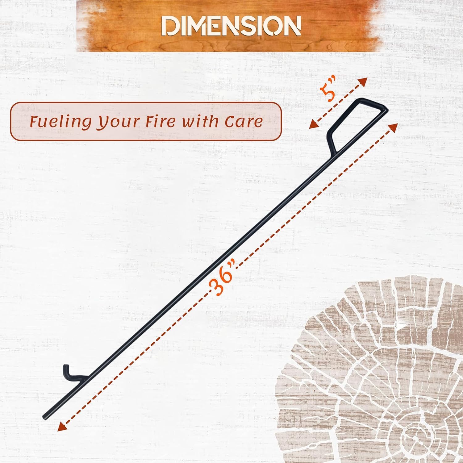 FEBTECH - Firepit Poker - 36 Inch Long Poker - Black Powder Coated Fireplace Poker - Camping Essentials & Fireplace Tools - Firepit Poker for Outside pits & Indoor Hearth (6 Piece)