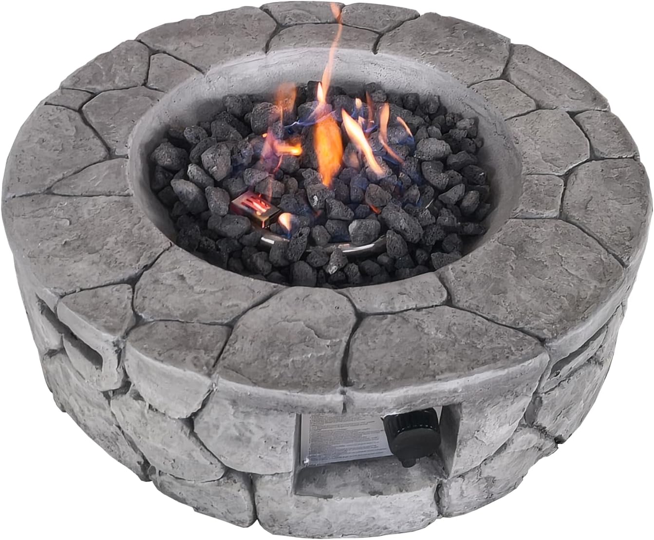 Living Source International Concrete Propane/Natural Gas Fire Pit Table Fireplace Home Furniture [CM-1008 ](Stone Gray, Size :- 28'' H x 28'' W x 9'' D)