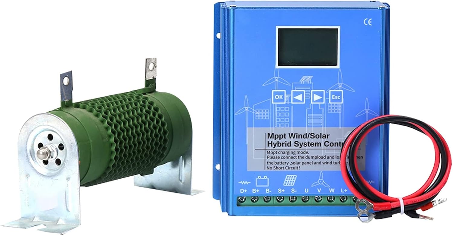 800W 12V/24V 5 Blades Wind Turbine Kit Vertical Axis Wind Turbine with Charge Controller Low Noise for Street Lamp Household (Color : Green, Size : 48v)