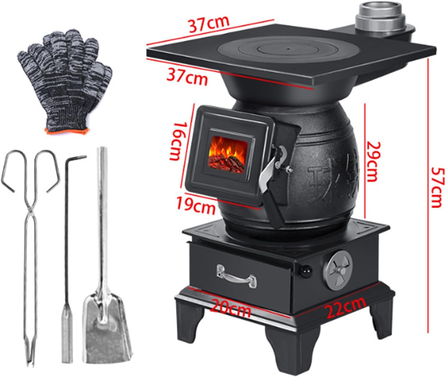 Thickened Cast Iron Rural Heating Stove,Metal Firepit Stove Backyard Patio Garden Fireplace for Camping, Outdoor Heating, Bonfire and Picnic