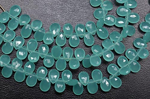 5 strands 7x10mm best aqua chalcedony quartz faceted pear shape briolette beads