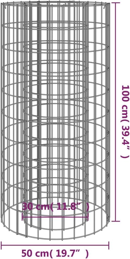 vidaXL Gabion Fire Pit - Galvanized Iron Outdoor Fireplace, Easy Assembly, Durable Construction, Versatile Usage, Customizable Design, 19.7