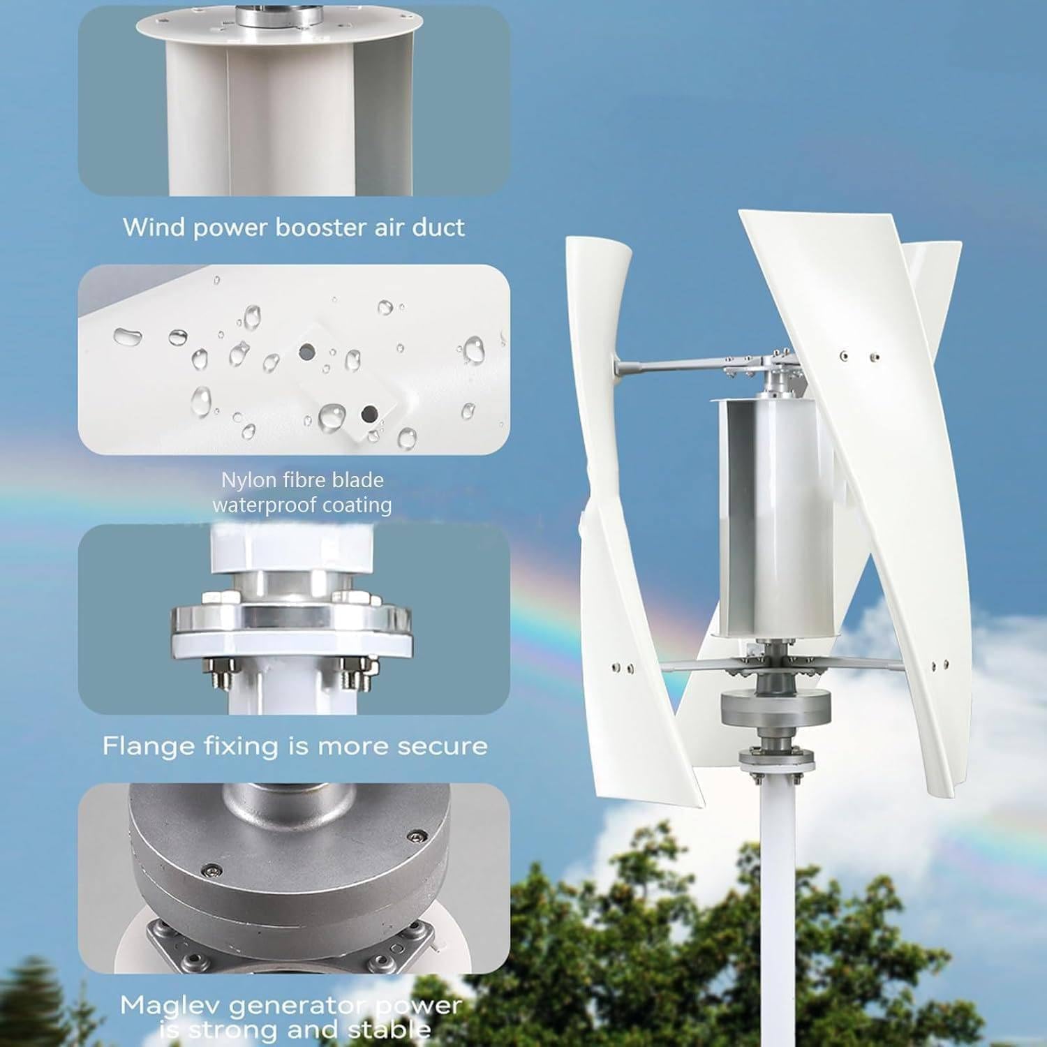 3000W Wind Turbine,Wind Generators for Home Use,No Noise Vertical Wind Turbine Generator,Magnetic Levitation Wind Turbine