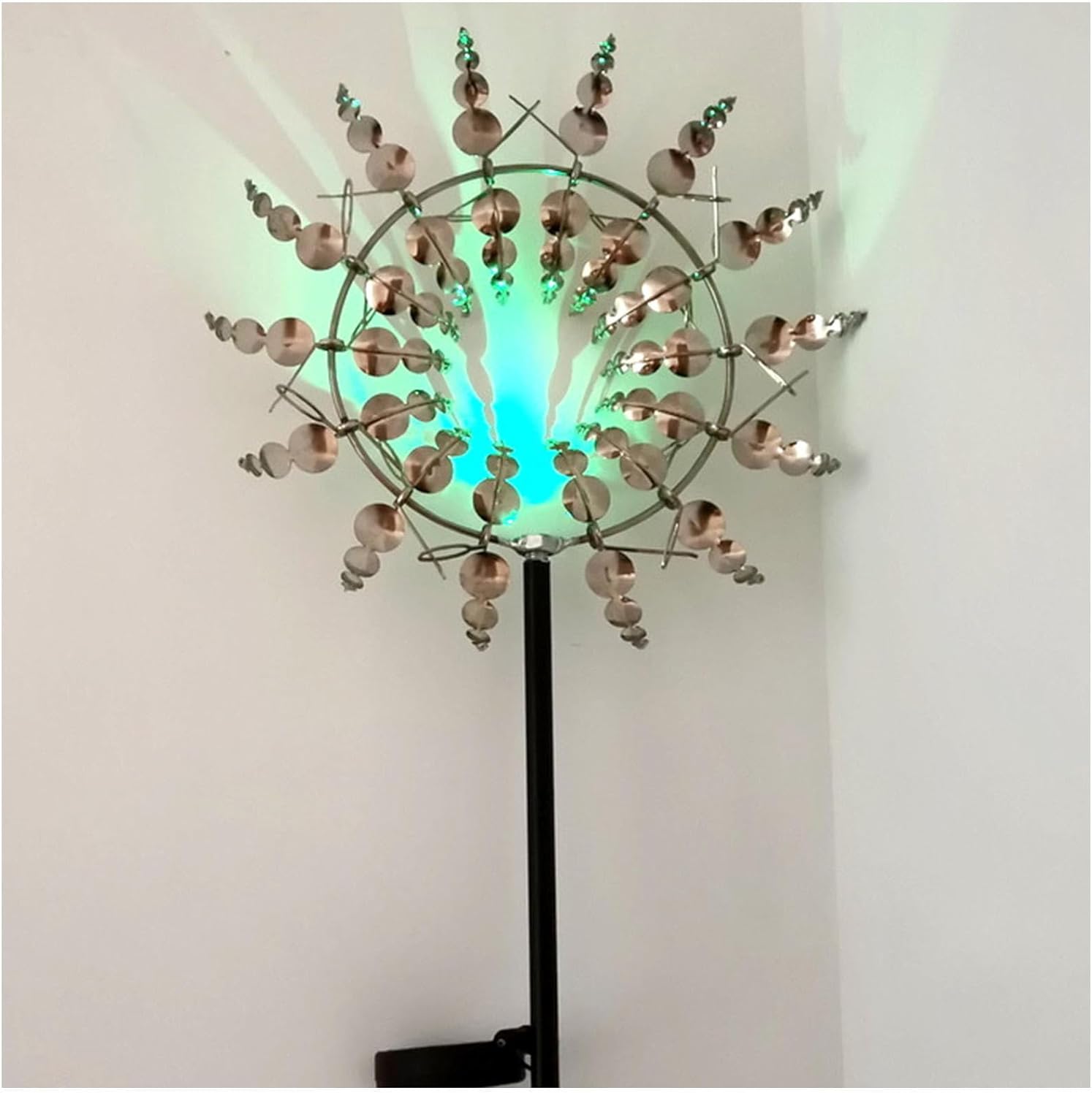 Solar Magic Windmill, Windmill Yard Decor 3D Wind Powered, 13.4 x 71in Garden Wind Spinners,Gold