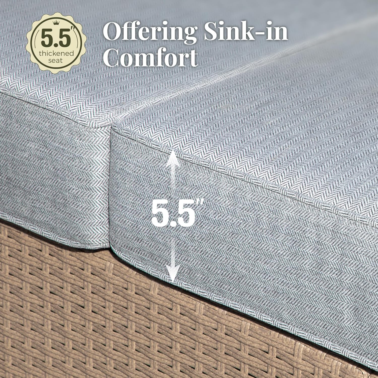 Patio Furniture Set 8 pcs, Wicker Outdoor Patio Furniture, 3-Seat Sofa, 4 Single Chairs, 2 Ottomans and 56