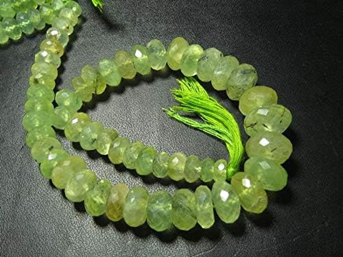 13 inch natural beads strand of 6-12mm faceted rondelle prehnite gemstone beads for DIY jewelry - necklace, bracelet, earring, ring.