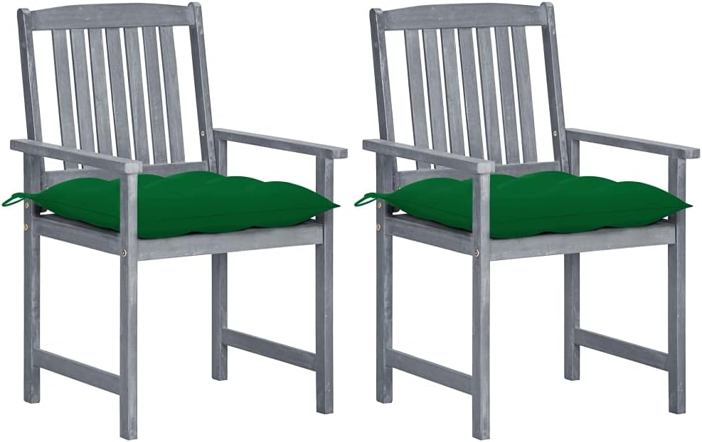 Patio Chair Patio Chairs with Cushions 2 pcs Gray Solid Acacia Wood