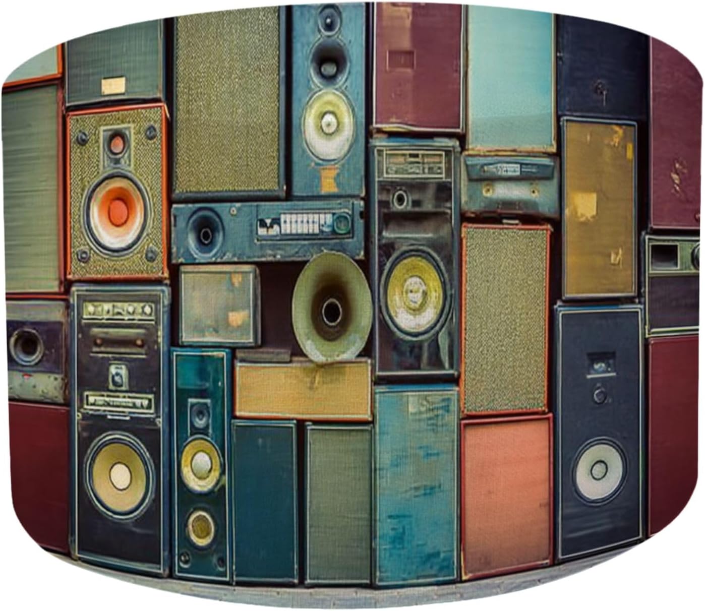 Round Pouf Ottoman Music Speakers Wall Retro Vintage Style Foot Stool Foot Rest Floor Stool Bean Bag Chair Cotton Linen Removable Indoor Outdoor for Living Room Bedroom